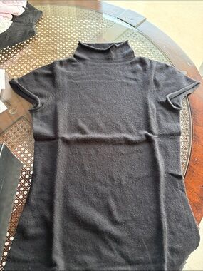 Classic Black Short-Sleeve Turtleneck Sweater